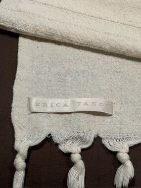 ✨ ERICA TANOV Cream Cotton Lightweight Throw Blanket Bedspread Tablecloth LUXURY
